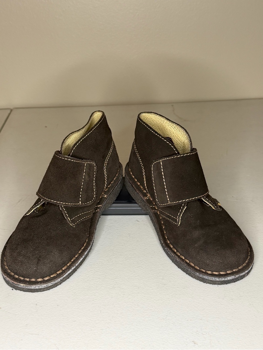 Primigi Brown Suede Chukka Boots with Hook-and-Loop Strap